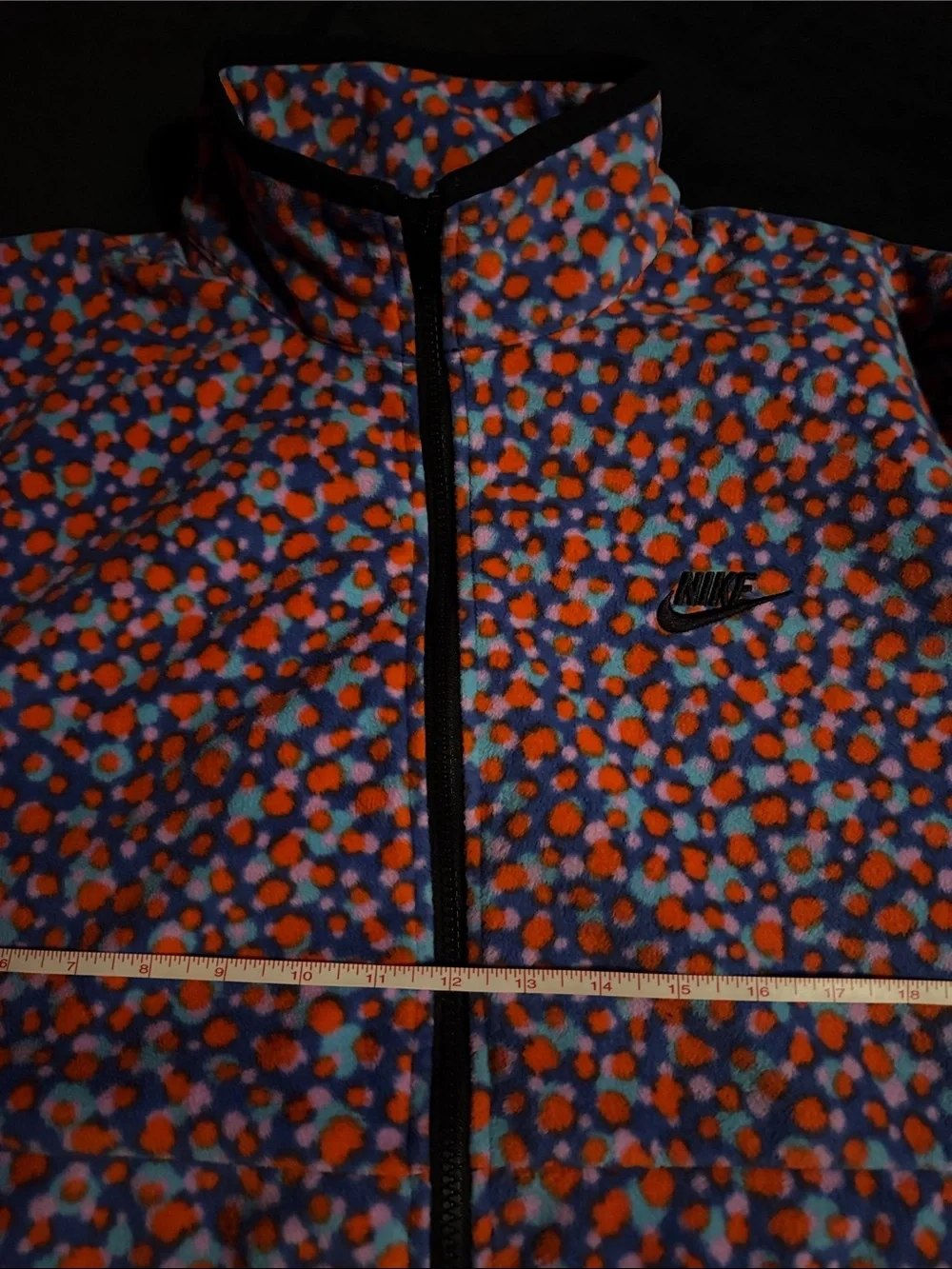 Nike Men's Med Polka Dot Patterned Full-Zip Fleece Jacket Zip Pockets Warm Layer